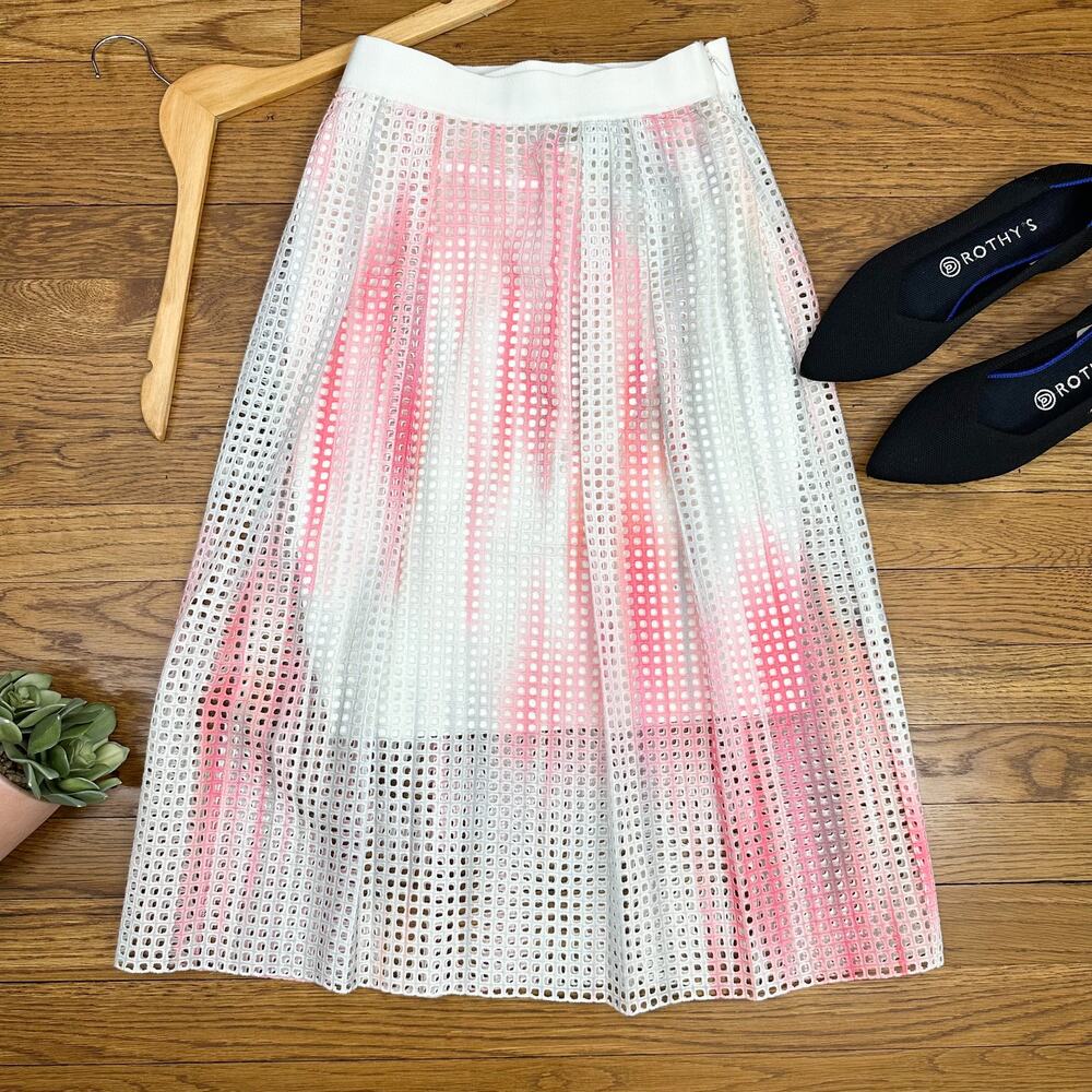 Elie Tahari White & Pink Netting Skirt